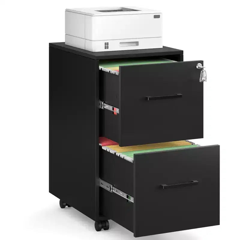 File Cabinet, Office Filing Cabinet with Lock, Pre-Assembled, 17.7 x 14.4 x 25.4 Inches