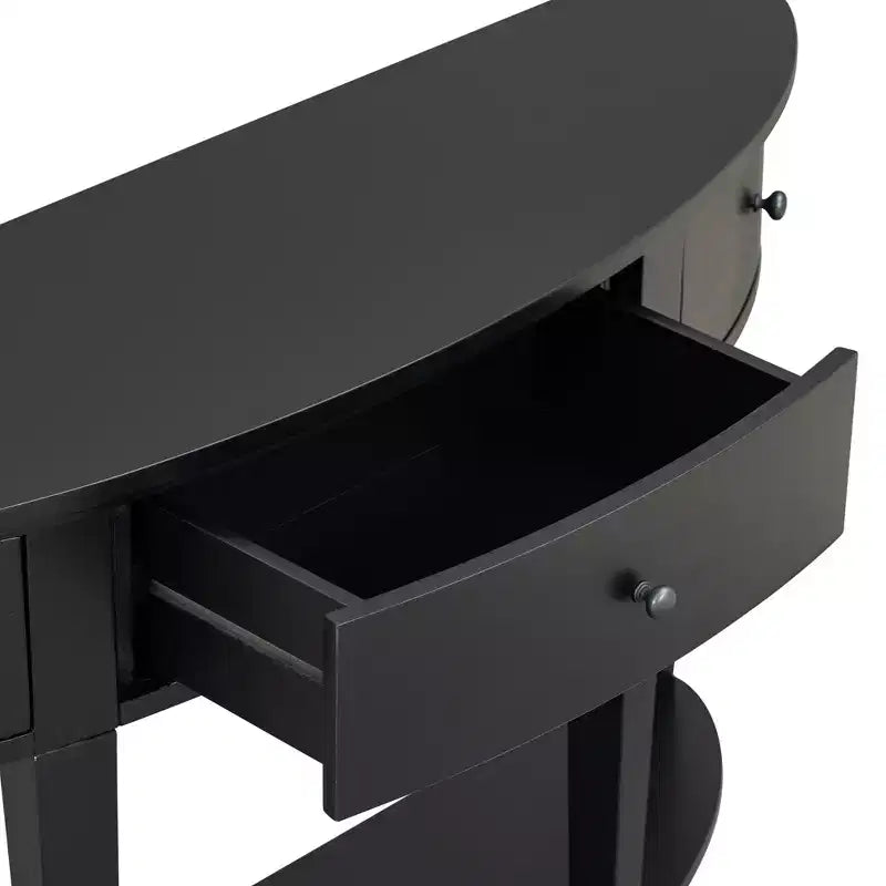 Consolle moderna curva con 3 cassetti e 1 ripiano per corridoio, ingresso, soggiorno