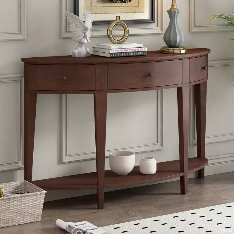 Consolle moderna curva con 3 cassetti e 1 ripiano per corridoio, ingresso, soggiorno