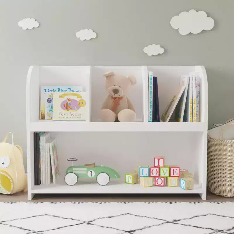 Kids Bookcase with 4 Compartments, Storage Book Shelf, Storage Display, Rack,Toy Organizer for Children's Room, White