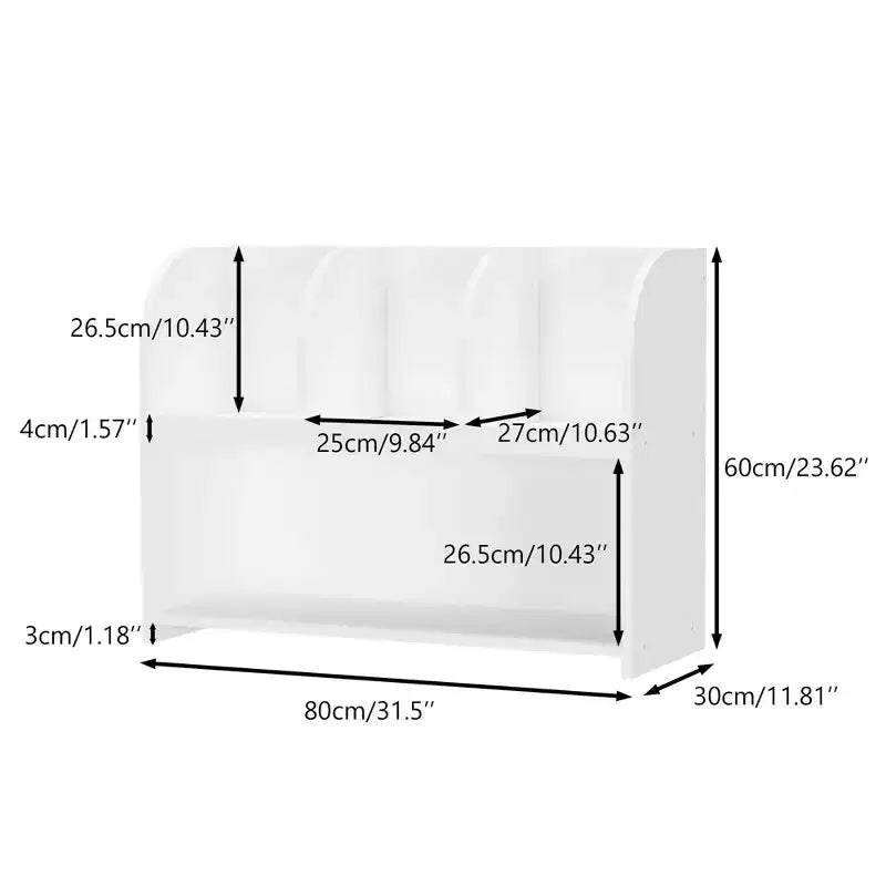 Libreria per bambini con 4 scomparti, Scaffale portaoggetti, Espositore, Scaffale, Organizer giocattoli per la camera dei bambini, Bianco