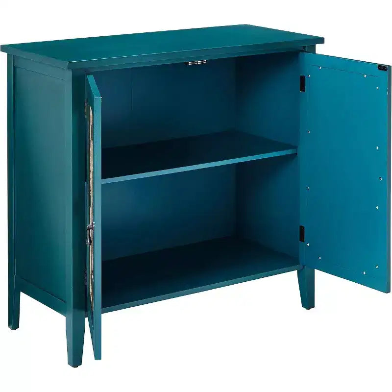 Buffet antico blu e console con ante a specchio