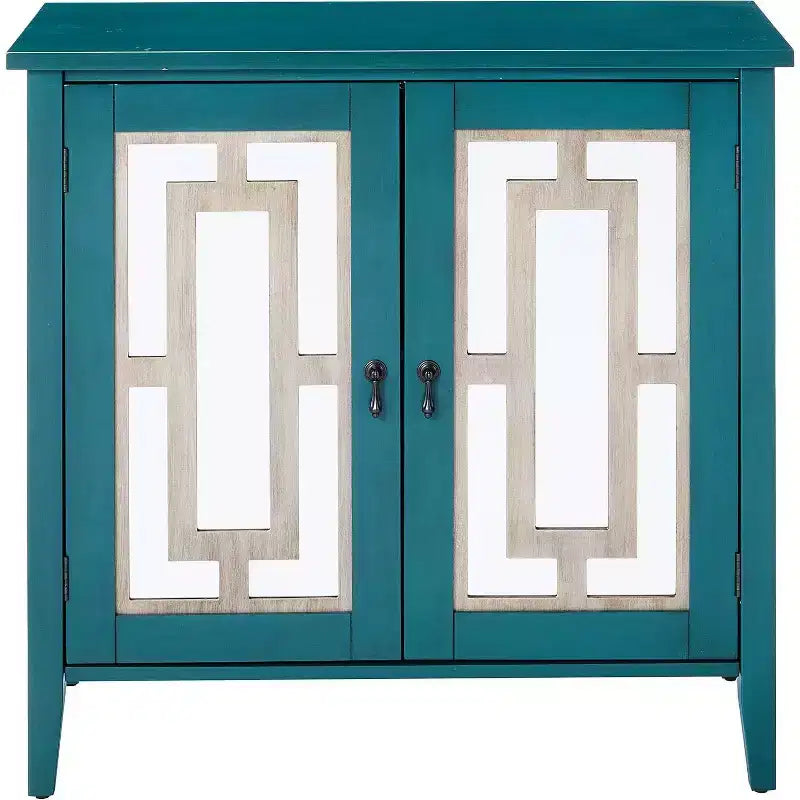 Buffet antico blu e console con ante a specchio