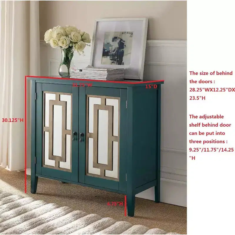Buffet antico blu e console con ante a specchio