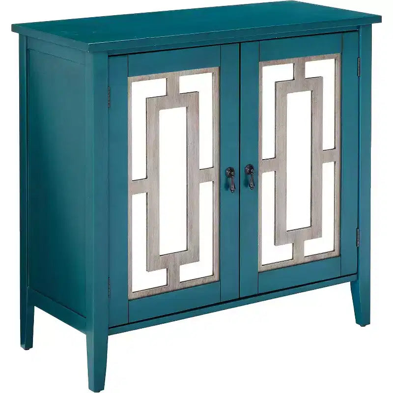 Buffet antico blu e console con ante a specchio