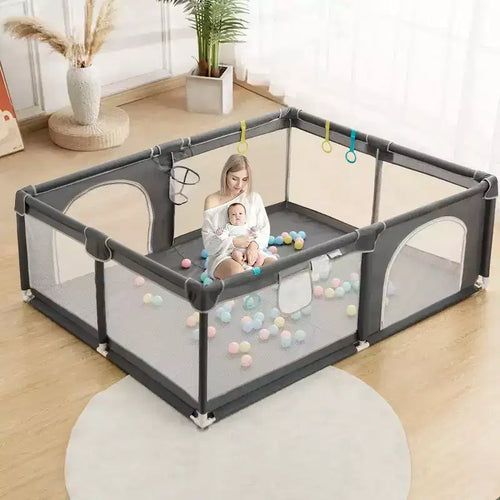 GOTGELIF 79x63 4-Panel Baby Playpen Spacious & Secure Portable Playard