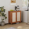 Rattan Sideboard Buffet Cabinet - Large Credenza Kitchen Storage Cabinet with Rattan Storage
