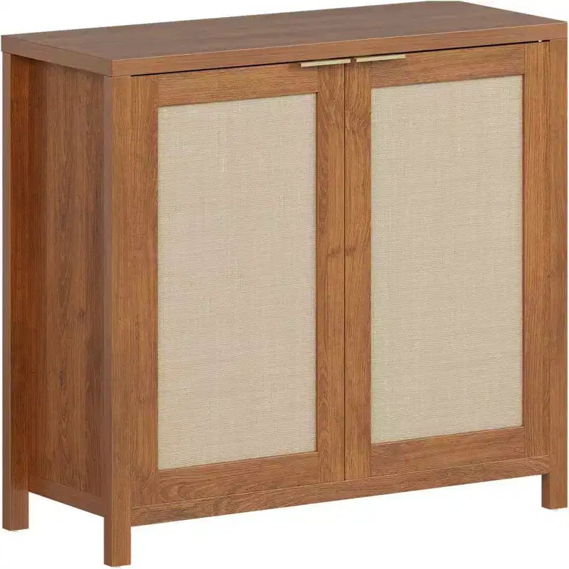 Mobile Buffet in Rattan - Grande Credenza da Cucina con Ante in Rattan