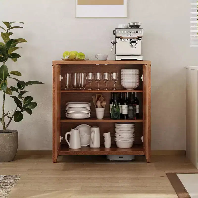 Mobile Buffet in Rattan - Grande Credenza da Cucina con Ante in Rattan