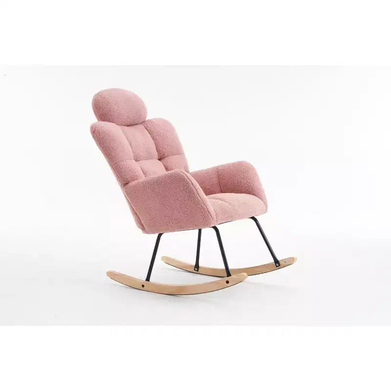 Poltrona Mid-Century Moderna con Sedile Imbottito, Schienale Alto e Cuscini (Avorio/Grigio Scuro/Rosa)