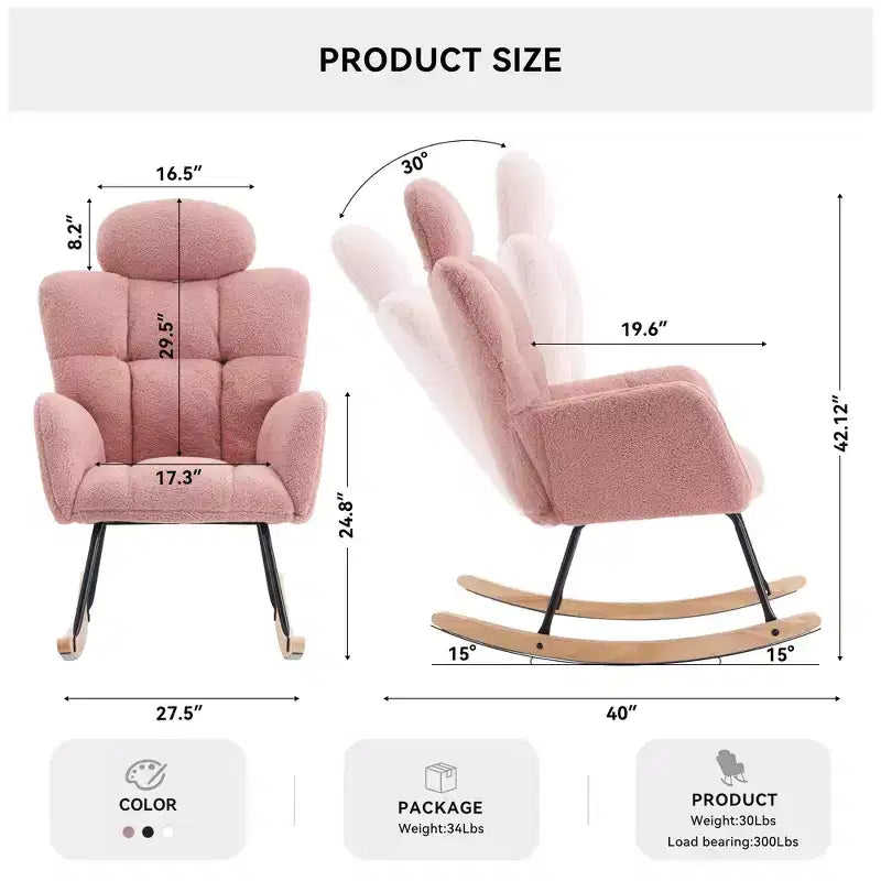 Poltrona Mid-Century Moderna con Sedile Imbottito, Schienale Alto e Cuscini (Avorio/Grigio Scuro/Rosa)