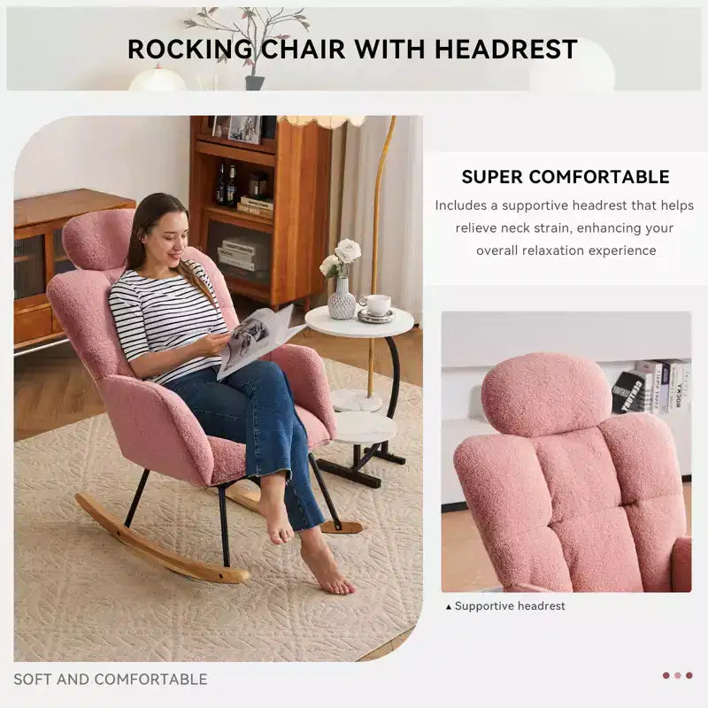 Poltrona Mid-Century Moderna con Sedile Imbottito, Schienale Alto e Cuscini (Avorio/Grigio Scuro/Rosa)