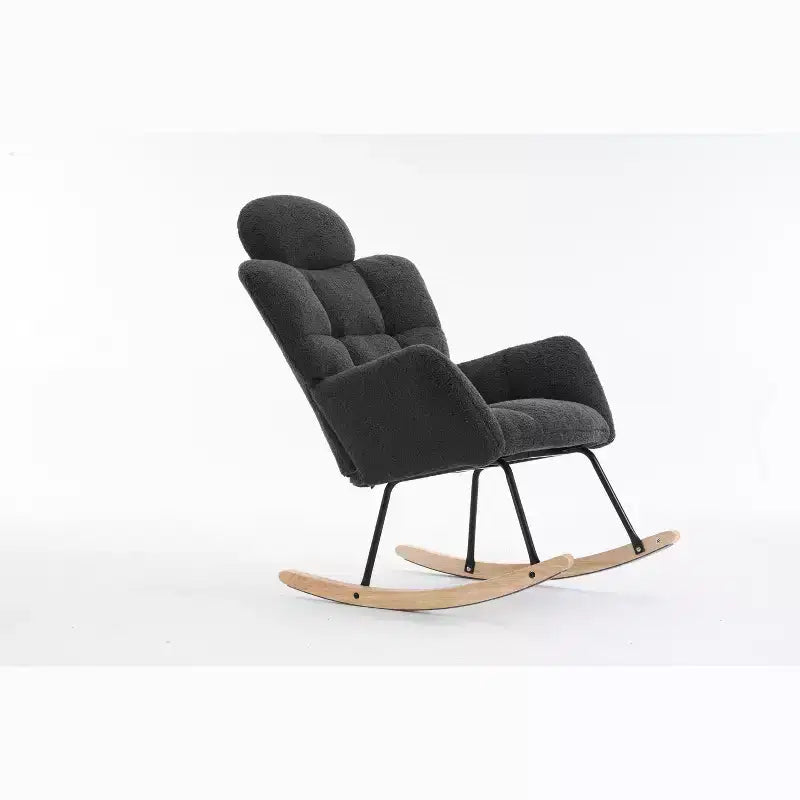 Poltrona Mid-Century Moderna con Sedile Imbottito, Schienale Alto e Cuscini (Avorio/Grigio Scuro/Rosa)