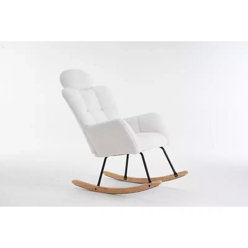 Poltrona Mid-Century Moderna con Sedile Imbottito, Schienale Alto e Cuscini (Avorio/Grigio Scuro/Rosa)