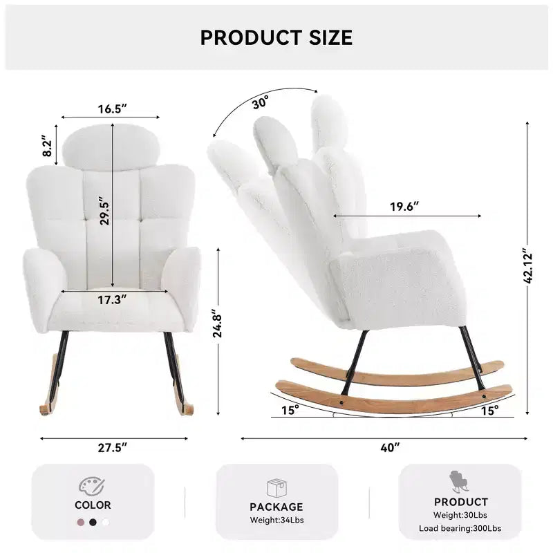 Poltrona Mid-Century Moderna con Sedile Imbottito, Schienale Alto e Cuscini (Avorio/Grigio Scuro/Rosa)