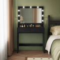 VASAGLE Vanity Desk with Mirror and Lights, Makeup Vanity with Large Mirror, Adjustable Brightness, Vanity Table, Modern Makeup Desk