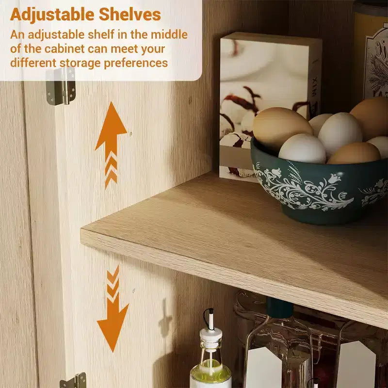 Dispensa a colonna, armadietti da cucina con ante e ripiani, dispensa alta 72'' in rattan stile coloniale con cassetti per sala da pranzo, soggiorno