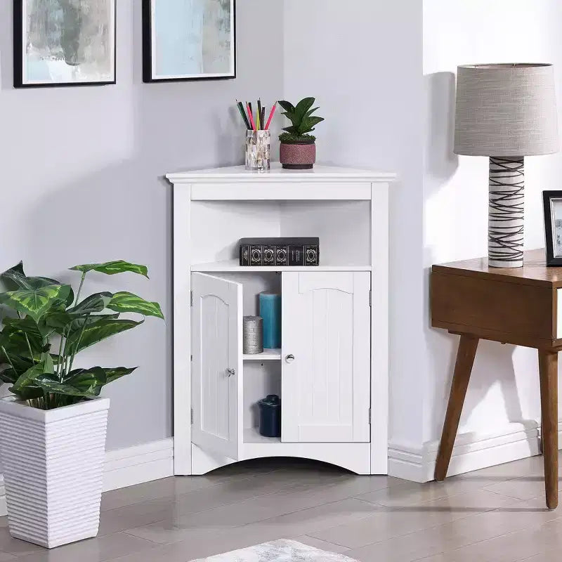 Mobile credenza ad angolo, mobiletto da bagno a terra con ante e ripiani, mobiletto indipendente per cucina, soggiorno, bagno
