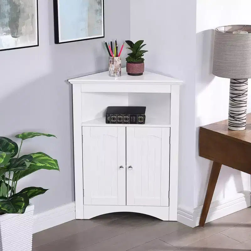 Mobile credenza ad angolo, mobiletto da bagno a terra con ante e ripiani, mobiletto indipendente per cucina, soggiorno, bagno