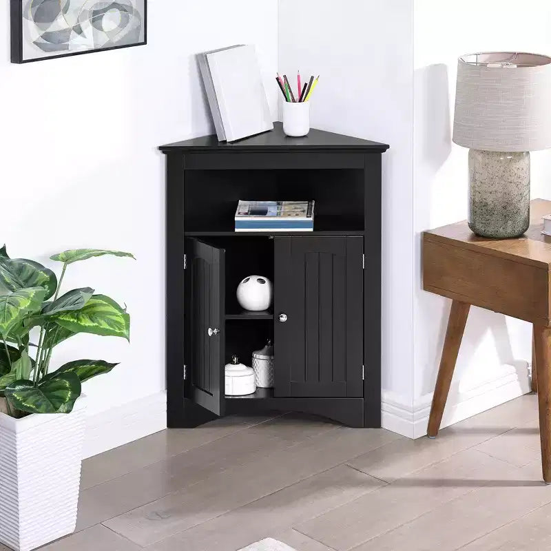 Mobile credenza ad angolo, mobiletto da bagno a terra con ante e ripiani, mobiletto indipendente per cucina, soggiorno, bagno