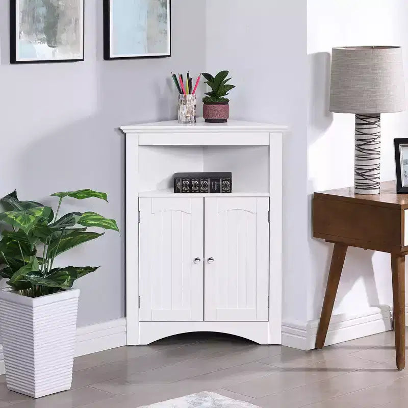 Mobile credenza ad angolo, mobiletto da bagno a terra con ante e ripiani, mobiletto indipendente per cucina, soggiorno, bagno
