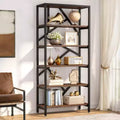 Lantine 71-Inch Industrial Bookshelf, 6 Shelf Etagere Bookcase, Free Standing Open Storage Display Shelf for Bedroom, Home Office, Living Room