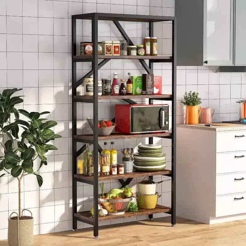 Libreria industriale da 180 cm, libreria a etagere a 6 ripiani, scaffale espositivo aperto autoportante per camera da letto, ufficio, soggiorno