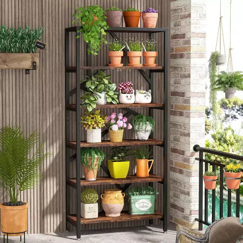 Libreria industriale da 180 cm, libreria a etagere a 6 ripiani, scaffale espositivo aperto autoportante per camera da letto, ufficio, soggiorno