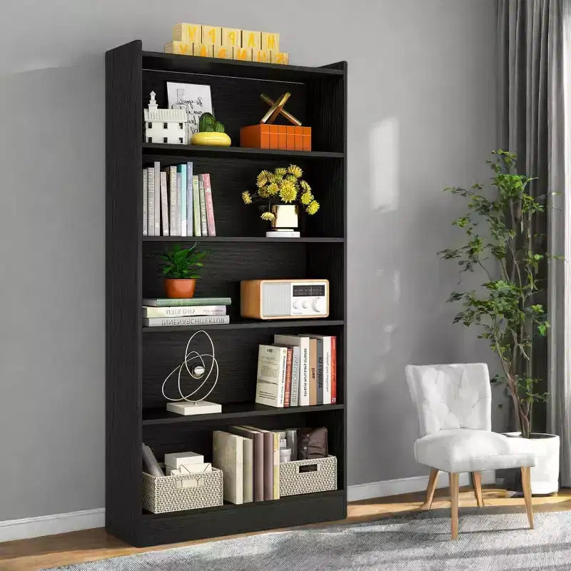 Lantine 71 Inches Tall Bookcase, 6-Tier Floor Standing Bookshelf with 5 Shelves for Living Room, Home Office, Bedroom