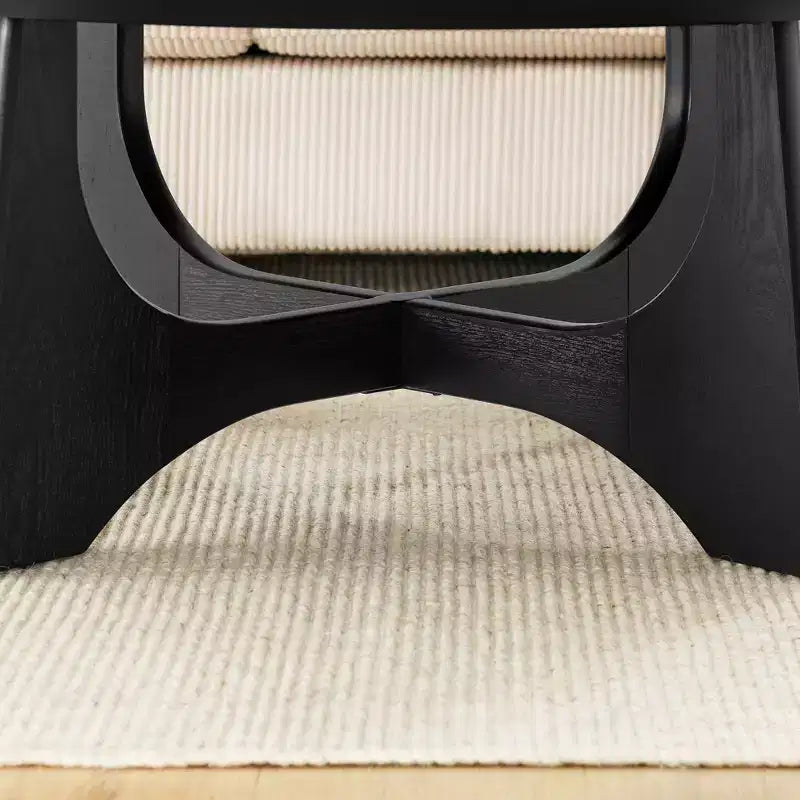 Tavolino da caffè rotondo moderno in legno con gambe a croce, diametro 91 cm, nero