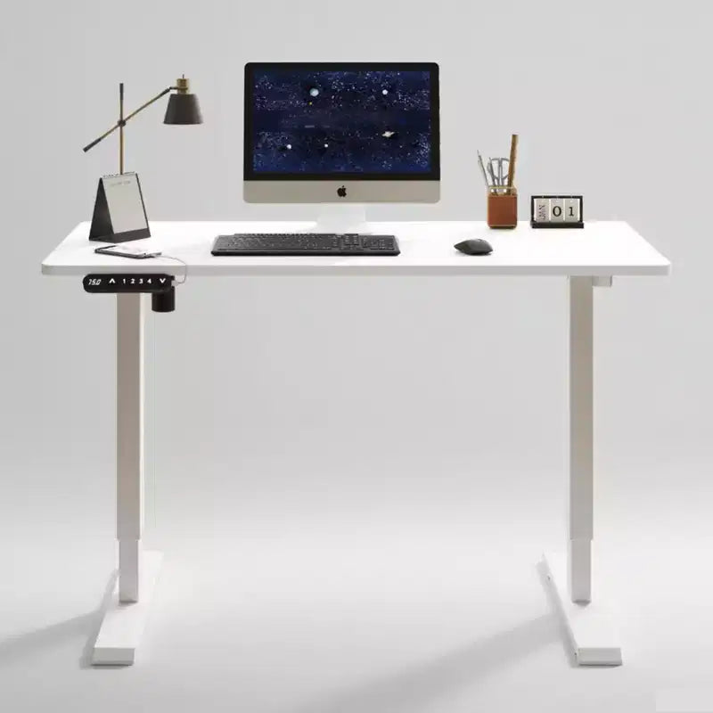 NAYSAYE Height Adjustable Standing Desk End Table Sit Stand Work Table Stable Frame for Home Office Workspace, White, 55*24*45