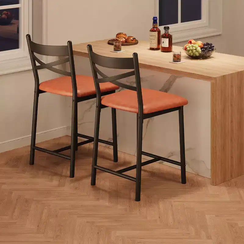 2PCS Bar Stools, Counter Bar Chairs with Back and Cushion, Upholstered Dining Chairs, Barstools for Kitchen Island, Bar, Dining Room