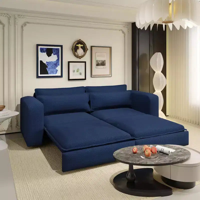 Divano letto estraibile King Size da 93", divano Teddy convertibile 3-in-1 con 2 cuscini lombari