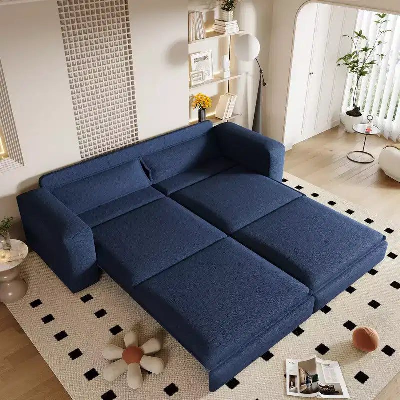 Divano letto estraibile King Size da 93", divano Teddy convertibile 3-in-1 con 2 cuscini lombari