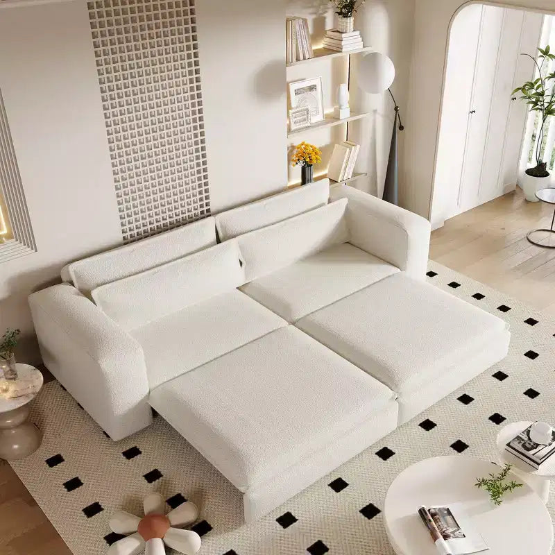 Divano letto estraibile King Size da 93", divano Teddy convertibile 3-in-1 con 2 cuscini lombari