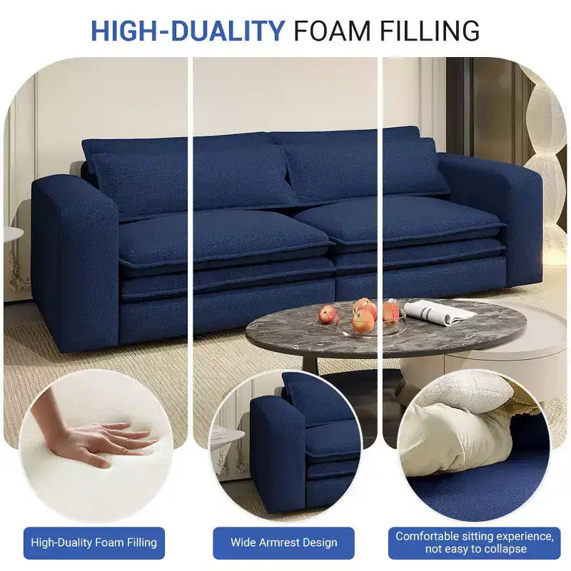 Divano letto estraibile King Size da 93", divano Teddy convertibile 3-in-1 con 2 cuscini lombari