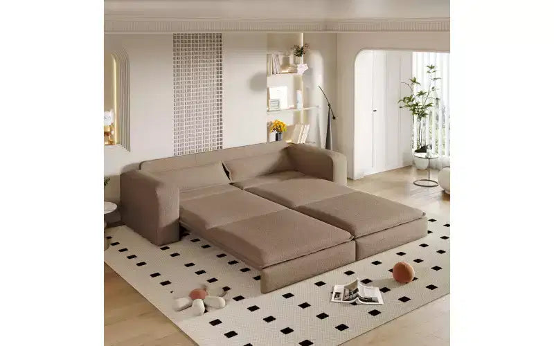 Divano letto estraibile King Size da 93", divano Teddy convertibile 3-in-1 con 2 cuscini lombari