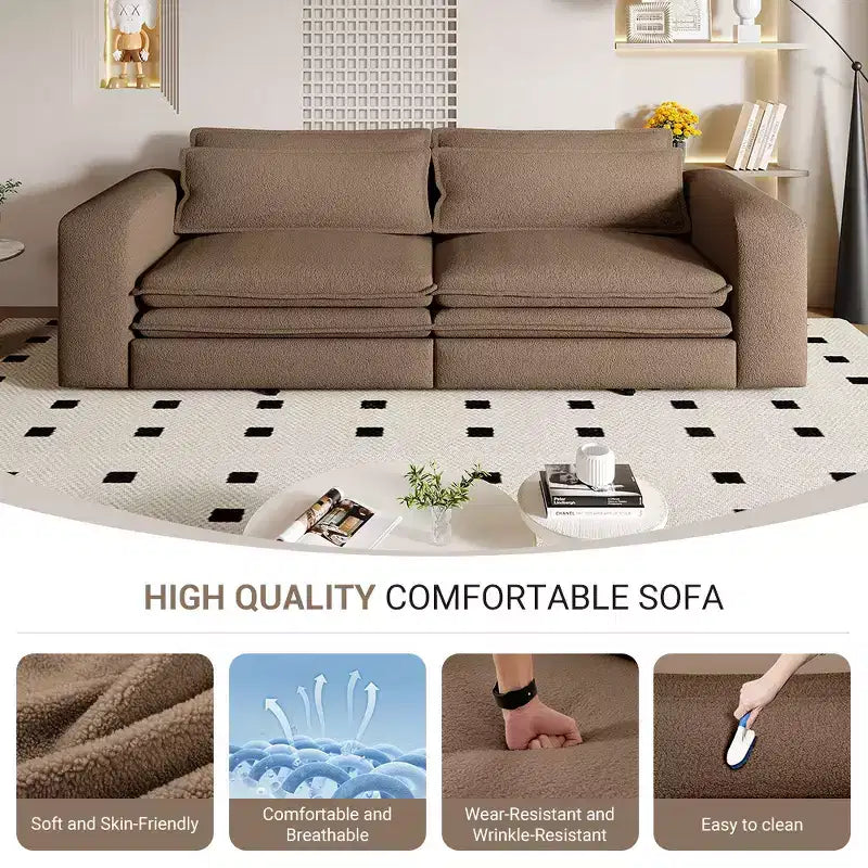 Divano letto estraibile King Size da 93", divano Teddy convertibile 3-in-1 con 2 cuscini lombari