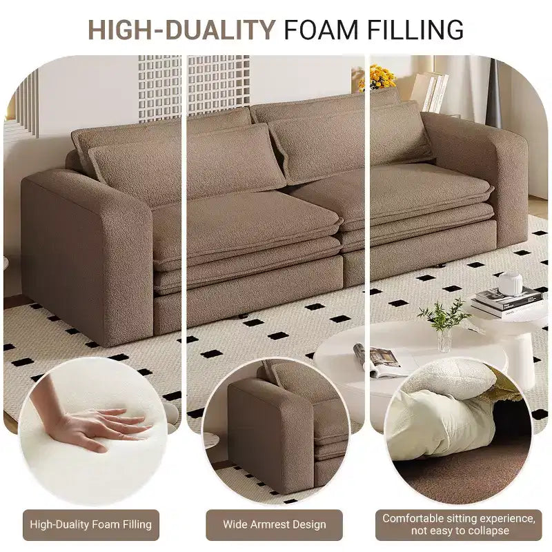 Divano letto estraibile King Size da 93", divano Teddy convertibile 3-in-1 con 2 cuscini lombari
