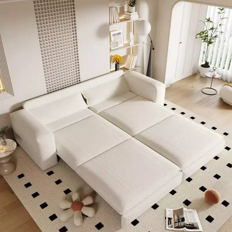 Divano letto estraibile King Size da 93", divano Teddy convertibile 3-in-1 con 2 cuscini lombari