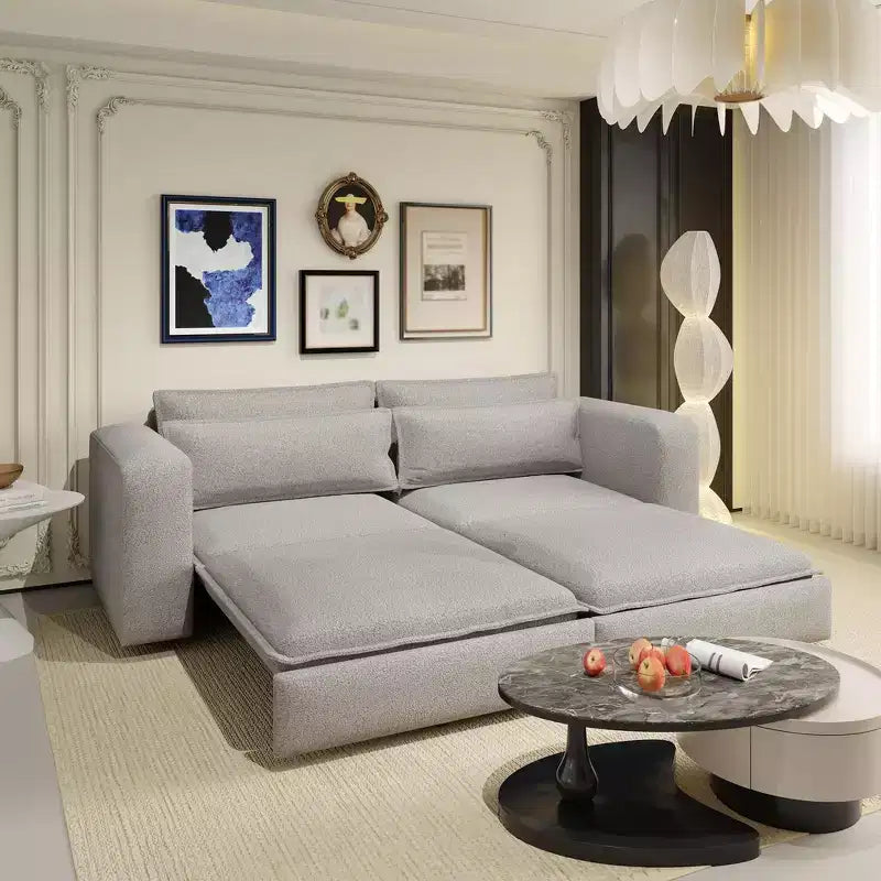 Divano letto estraibile King Size da 93", divano Teddy convertibile 3-in-1 con 2 cuscini lombari