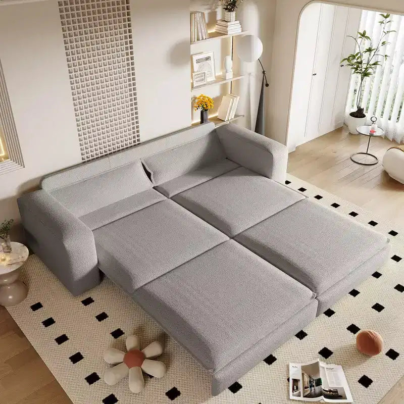 Divano letto estraibile King Size da 93", divano Teddy convertibile 3-in-1 con 2 cuscini lombari