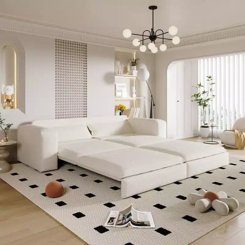 Divano letto estraibile King Size da 93", divano Teddy convertibile 3-in-1 con 2 cuscini lombari