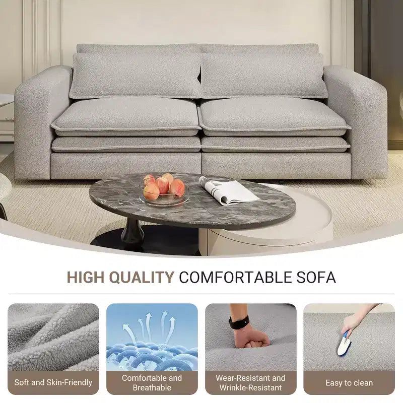 Divano letto estraibile King Size da 93", divano Teddy convertibile 3-in-1 con 2 cuscini lombari