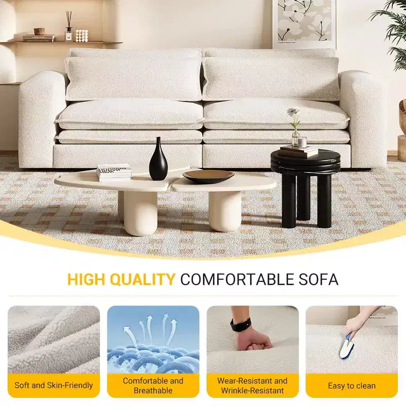Divano letto estraibile King Size da 93", divano Teddy convertibile 3-in-1 con 2 cuscini lombari