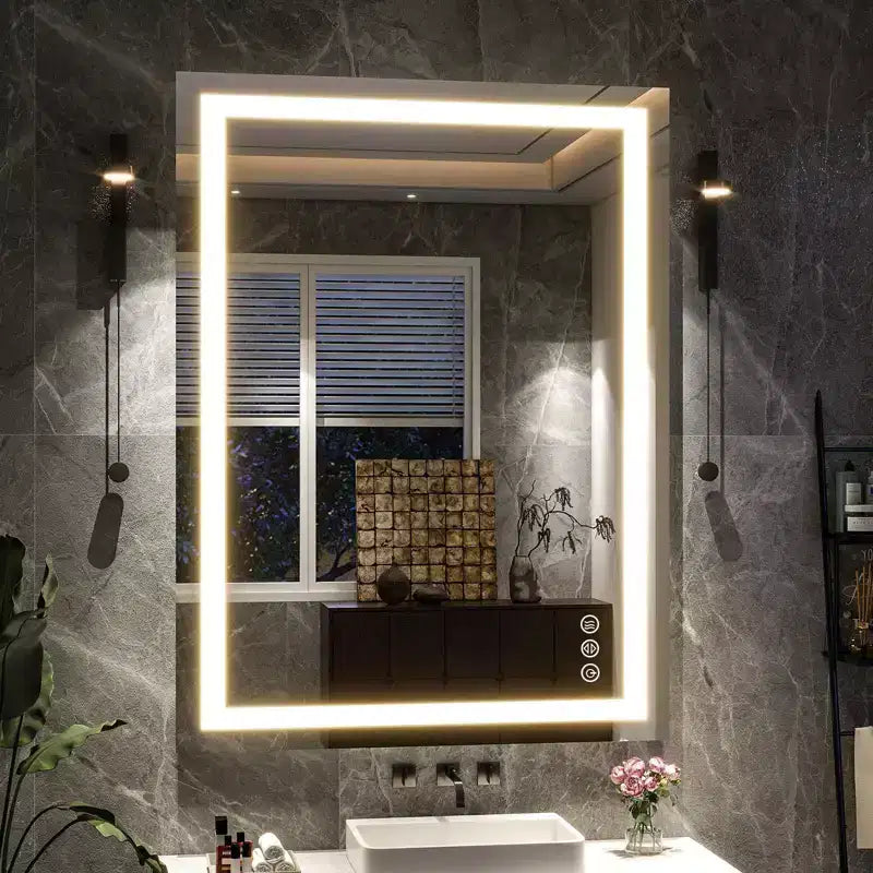 New England Stories Anti-Fog LED Bathroom Mirror with Dual Front & Backlit Lights