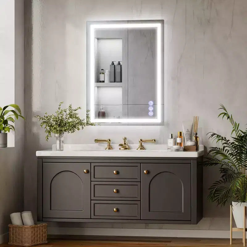 Specchio da bagno LED anti-appannamento con luci anteriori e retroilluminate, 30"L x 20"A