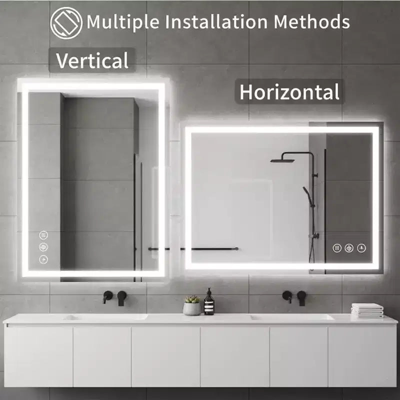 Specchio da bagno LED anti-appannamento con luci anteriori e retroilluminate, 30"L x 20"A