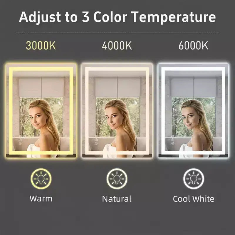 Specchio da bagno LED anti-appannamento con luci anteriori e retroilluminate, 30"L x 20"A