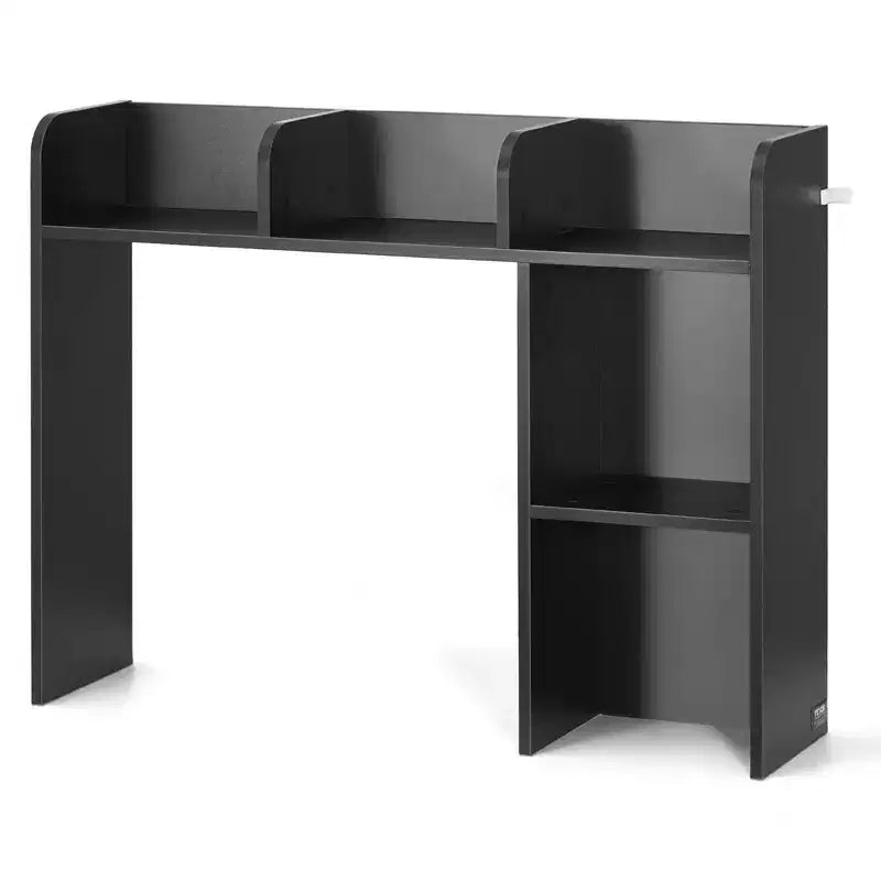 VIYET 29 2-Tier Desktop Bookshelf - Black Wood, Anti-Slip Feet Pads